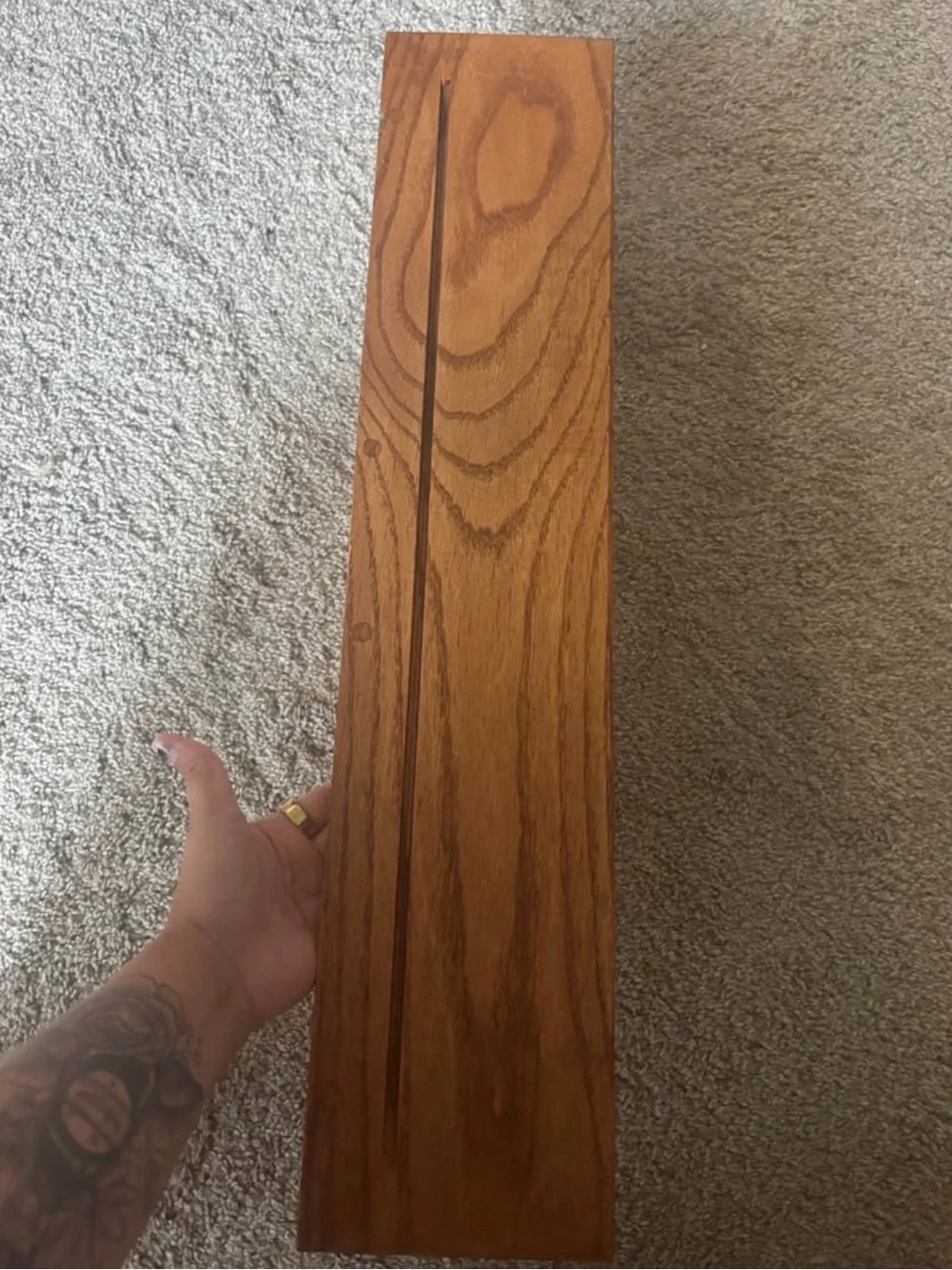 Vintage Solid Oak Wooden Wall Shelf with Decorative Bow